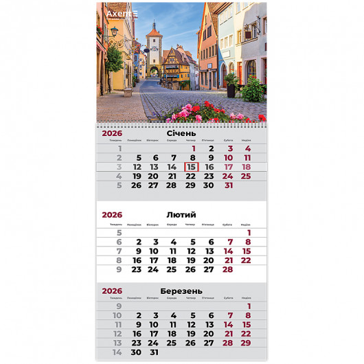 Календарь настенный квартальный 2026г, 1  пр., Romantic 2 Axent - фото 1