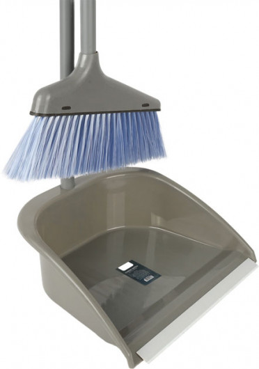 Набор для уборки: щетка и совок с длинной ручкой EF-0075-R, серый Eco Fabric - фото 2