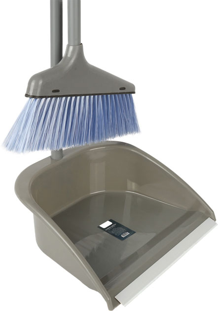 Набор для уборки: щетка и совок с длинной ручкой EF-0075-R, серый Eco Fabric - фото 2