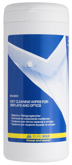 Салфетки влажные для чистки мониторов TFT/PDA/LCD, бокс 100шт. (BM.0800) BuroMax - фото 2