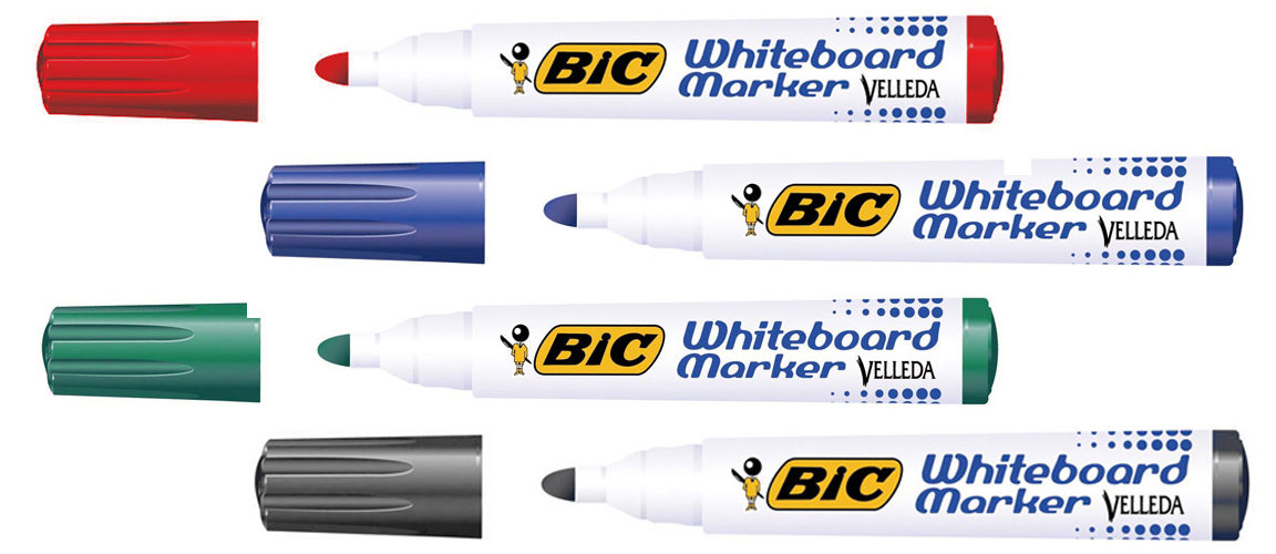 Маркер для дошок, Velleda, круглий наконечник 2,5мм., червон. Bic - фото 3