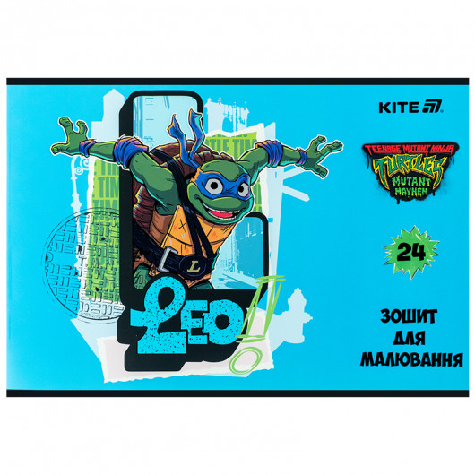 Тетрадь для рисования, 24 лист., скоба, софт тач + УФ лак, Ninja Turtles (NT25-242) Kite - фото 10