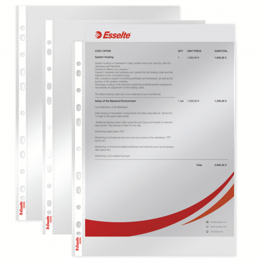 Файл глянцевый А4, 55мкм., верхний разрез, 100шт./уп. Esselte - фото 5