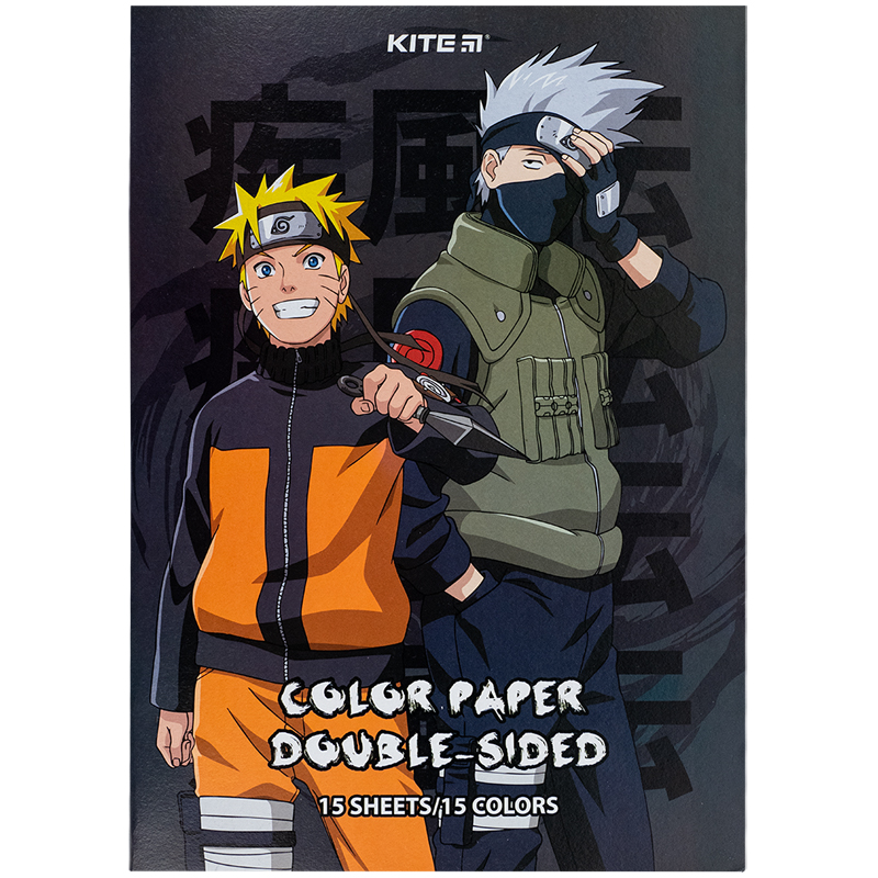 Папір кольор. двостор. (15арк/15кол), А4 «Naruto» Kite - фото 4