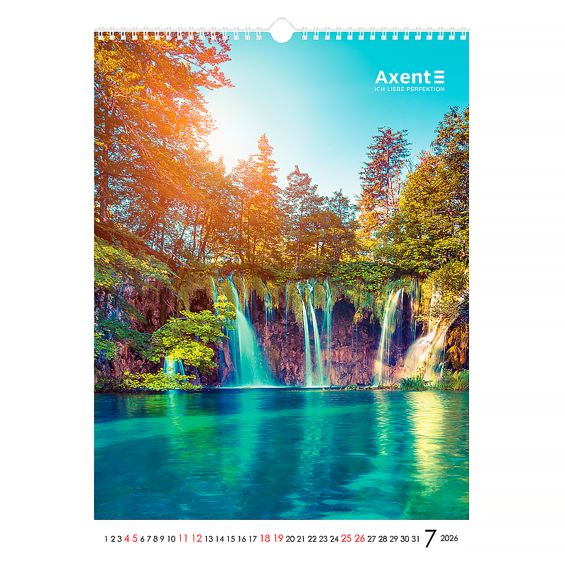 Календар настінний 2026 р., формат А3 (297*420мм.), 13 аркушів, Waterfalls Axent — фото 10