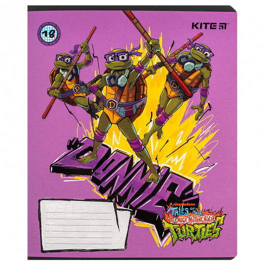 Зошит 18 арк., кл., софт тач + УФ лак, Ninja Turtles (NT24-236) Kite - фото 12