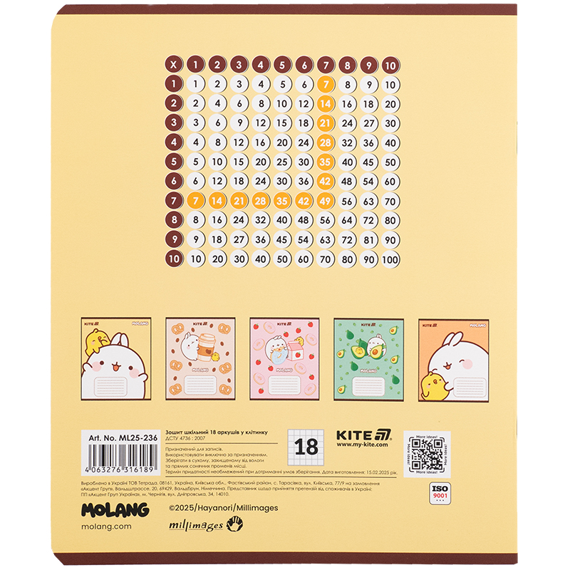 Тетрадь 18 лист., кл., софт тач + УФ лак, Molang (ML25-236) Kite - фото 16