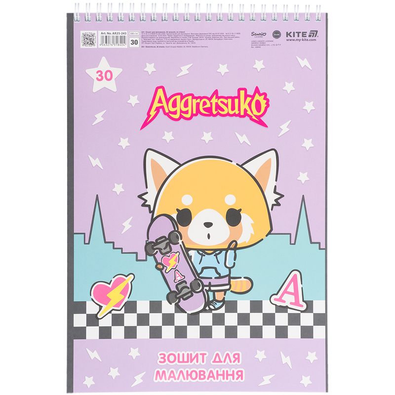 Зошит для малювання, 30 арк., спір., софт тач + УФ лак, «Aggretsuko» Kite - фото 6