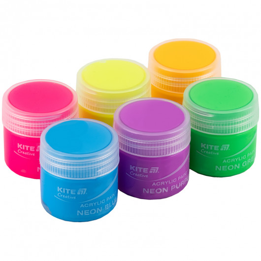Краски акриловые, 6 неоновых цветов, 20 мл, Kite Creative, 6 (K-274) Kite - фото 6