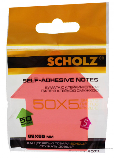 Блок паперу з клейким шаром Стрілка 69*65мм.*50л., неон, асорті Scholz - фото 5