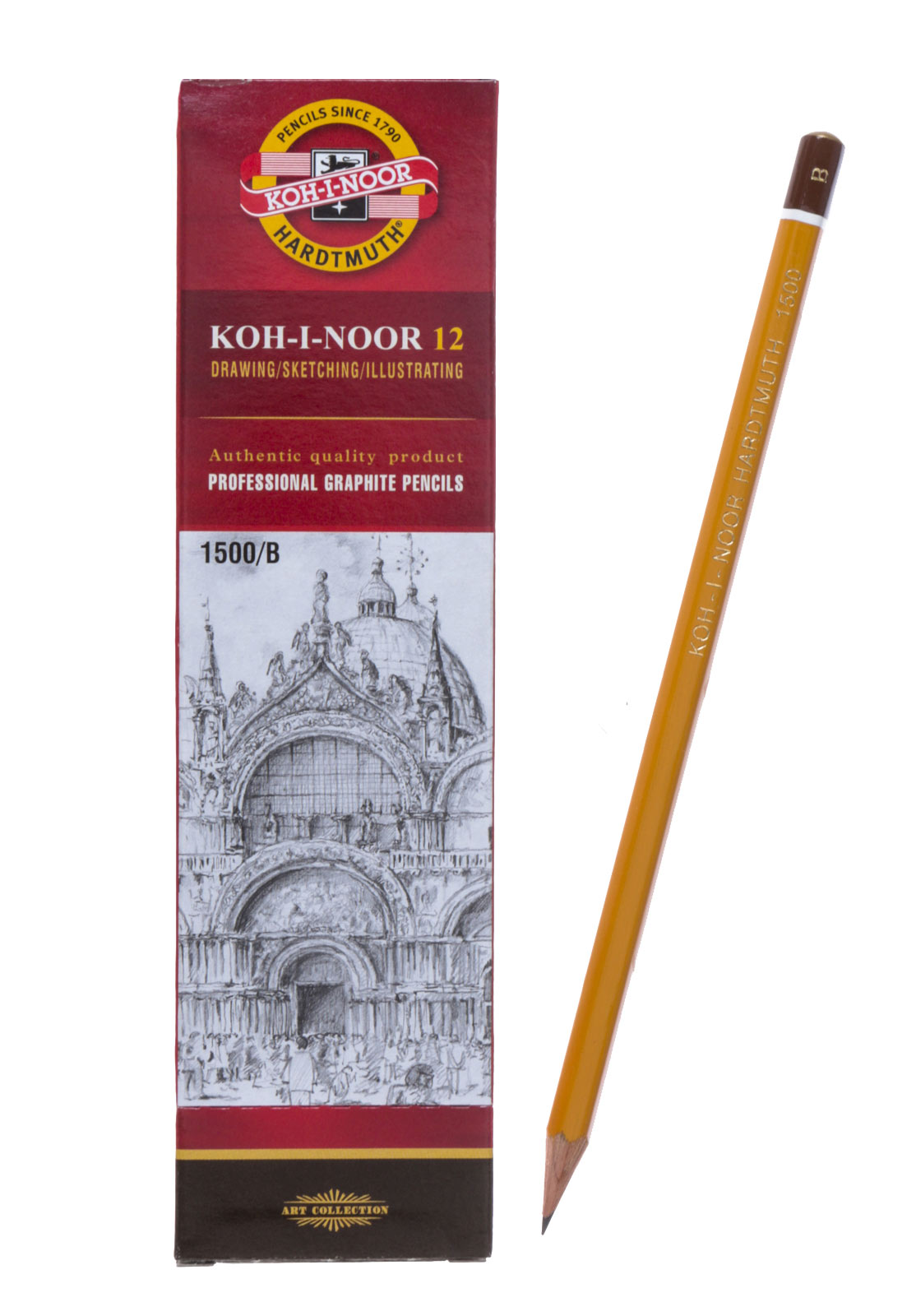 Карандаш простой графитный технический для черчения и графичесских работ 1500 B Koh-i-noor - фото 5