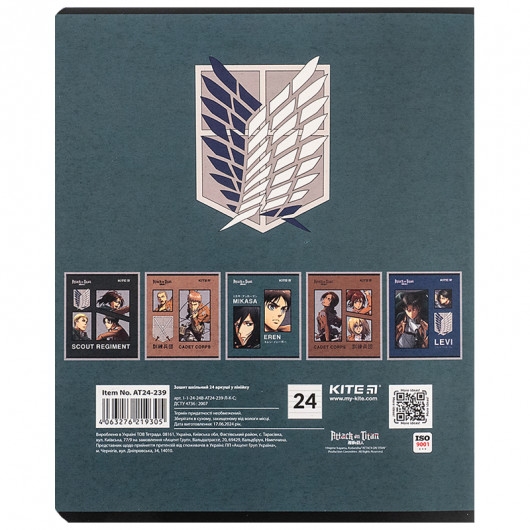 Зошит 24 арк., лін., софт тач + УФ лак, Attack on Titan (AT24-239) Kite - фото 13
