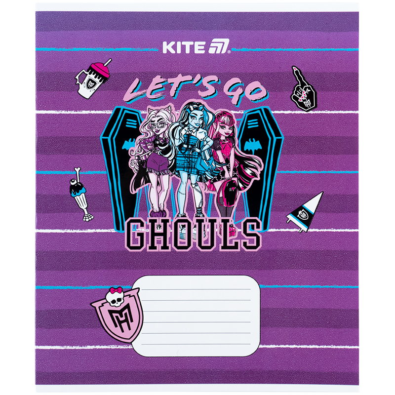 Тетрадь 12 лист., кос., гибр. лак + УФ лак, Monster High (MH25-235) Kite - фото 10