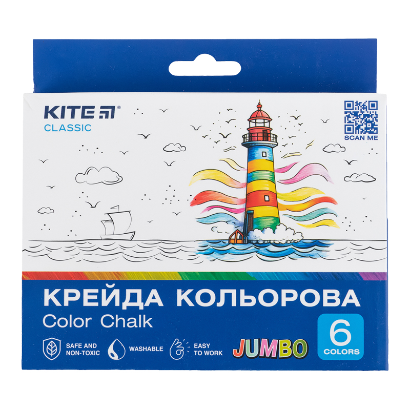 Мел цветной Jumbo, 6 цв. Kite Classic Kite - фото 3