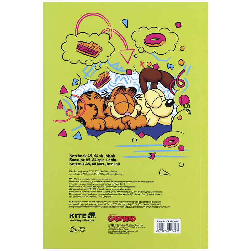 Блокнот, термобиндер А5, 64 лист., Garfield-2 (GF25-193-2) Kite - фото 4