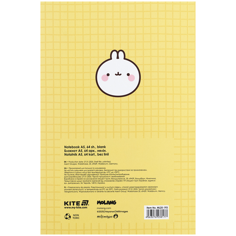 Блокнот, термобіндер А5, 64 арк., Molang (ML25-193) Kite - фото 4