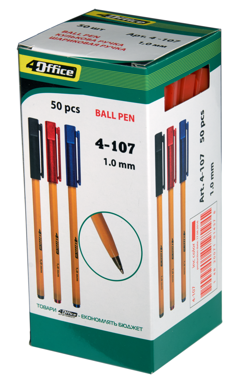 Ручка кулькова корпус, жовт., ст., чорн. 4Office - фото 5