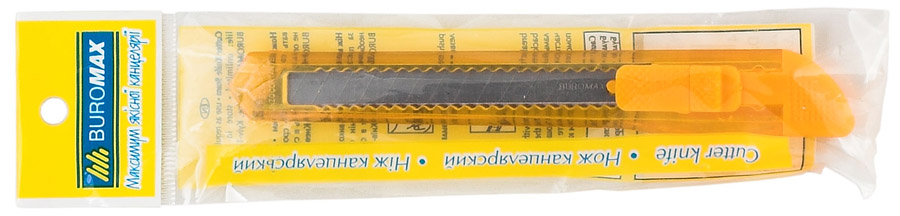 Ніж канцелярський малий 9мм., прозор. корпус, асорті BuroMax - фото 5