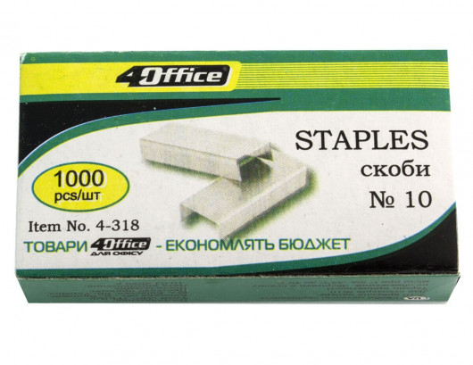 Скобы для степлера №10, 1000шт./уп. 4Office - фото 5