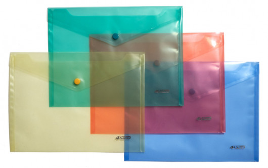 Папка-конверт на кнопці В5, прозора, асорті 4Office - фото 3