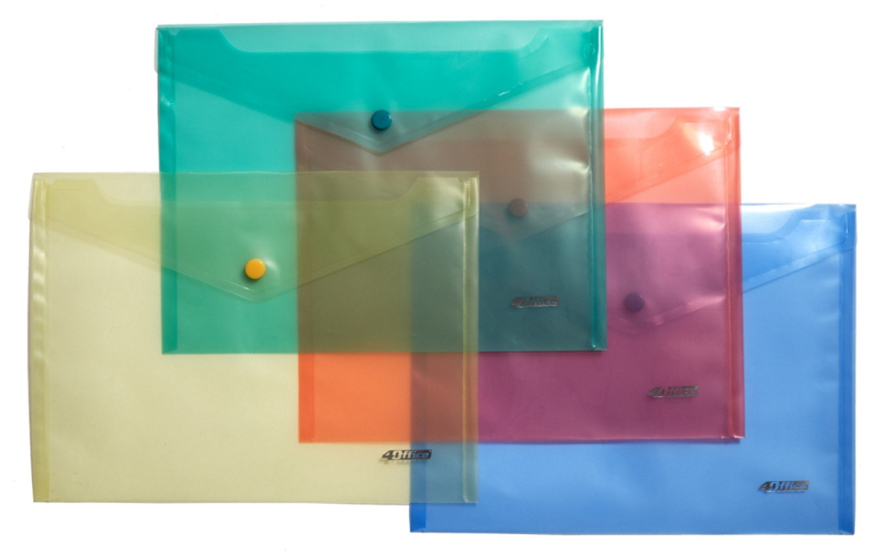 Папка-конверт на кнопці В5, прозора, асорті 4Office - фото 3