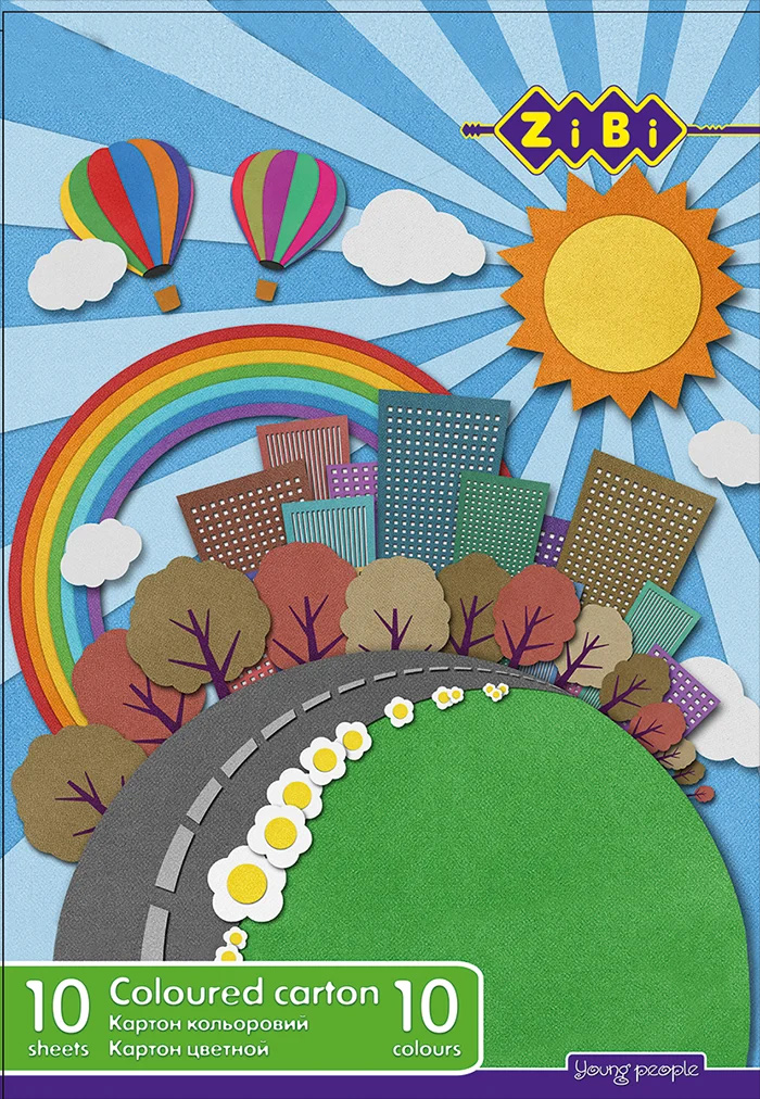 Картон цветной 10цветов - 10листов, 230г/м2 KIDS Line ZiBi - фото 2