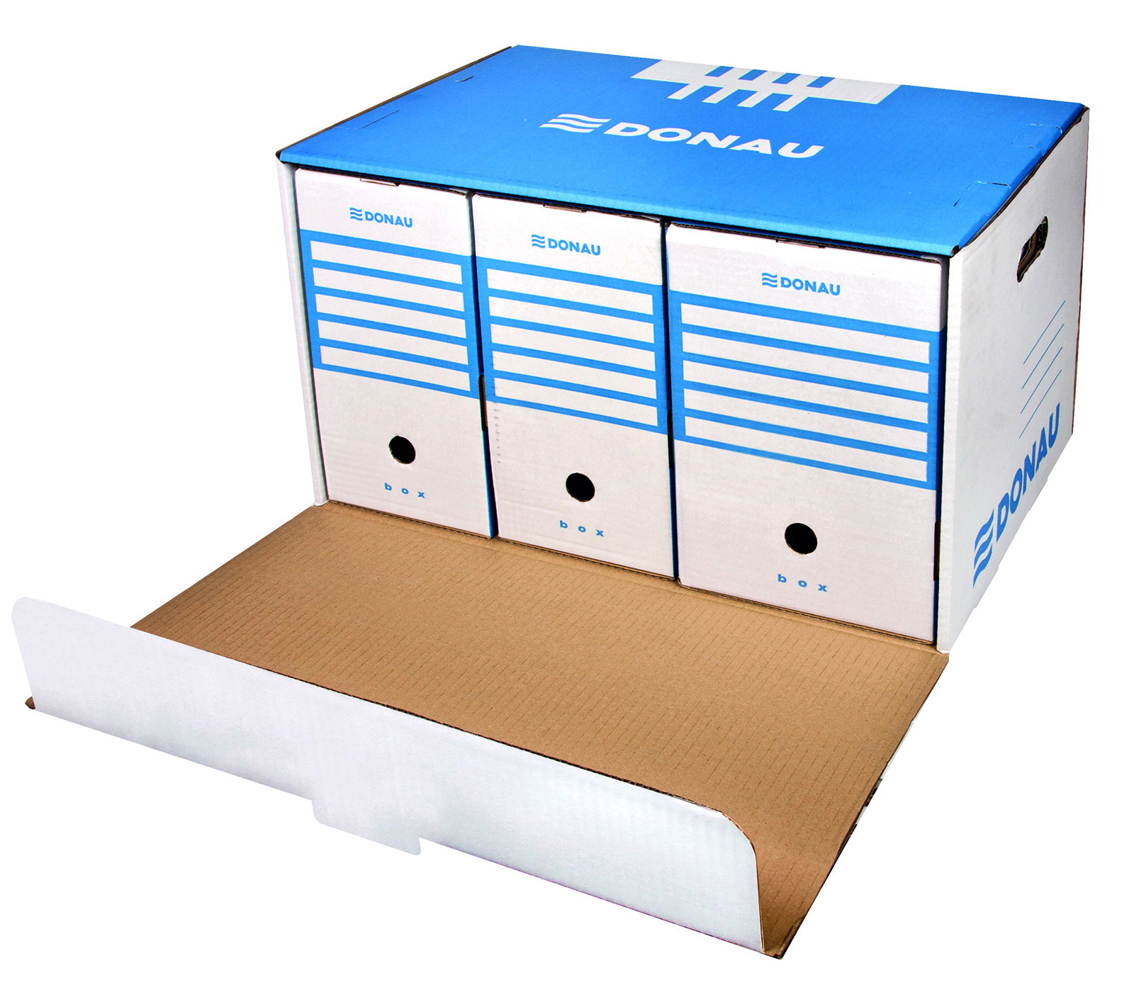 Контейнер для архивных коробок, боковая загрузка, 6шт. по 80мм. или 5шт. по 100мм., син. DONAU - фото 3