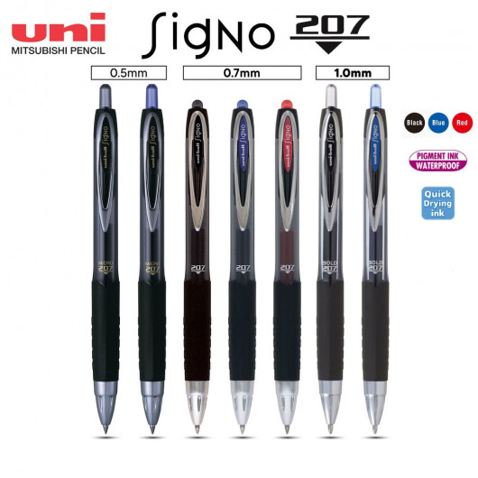 Гелева ручка автомат. Signo 207 0,7мм., корпус димч., ст. син. Uni - фото 4