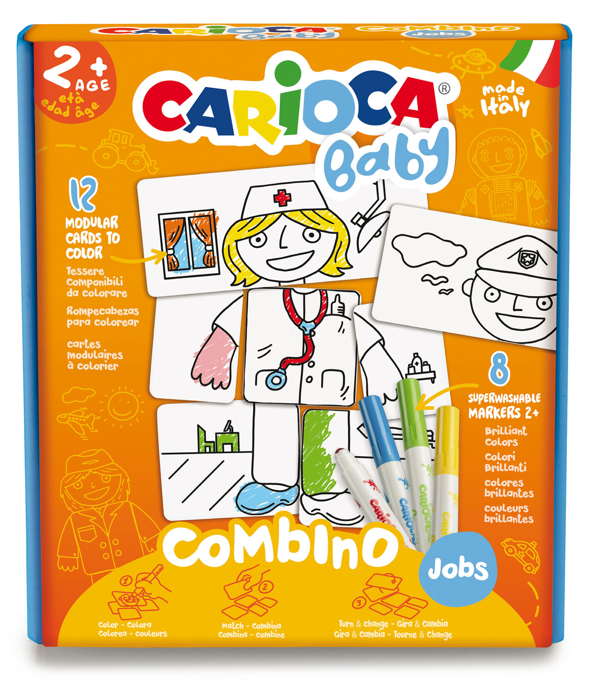 Набір для малювання 20пр. Робота (12 карток-розмальовок+ 8 маркерів) Carioca - фото 1