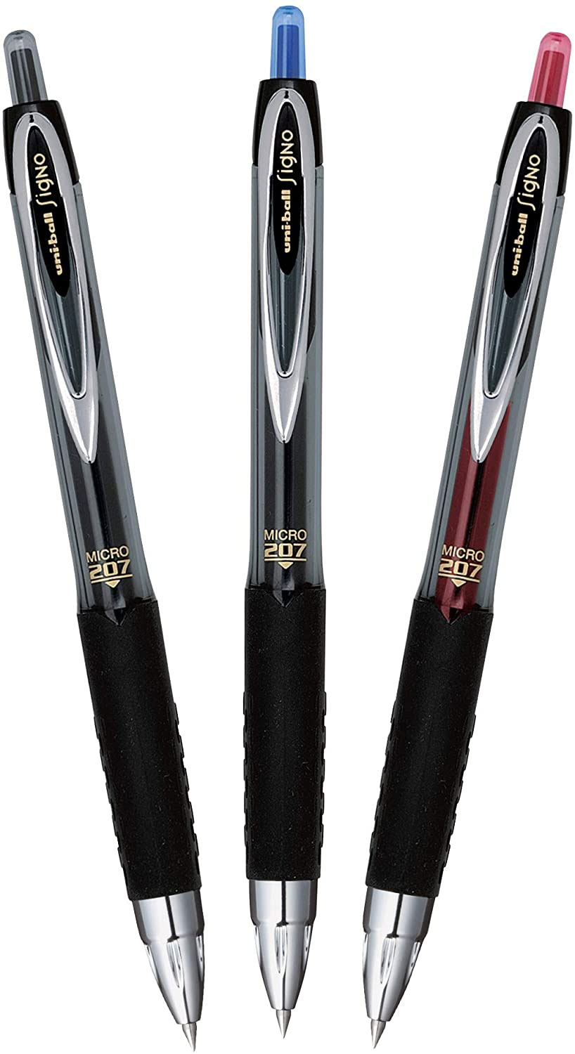 Гельова ручка автомат. Signo 207 0,5мм., корпус, димч., ст., син. Uni - фото 5