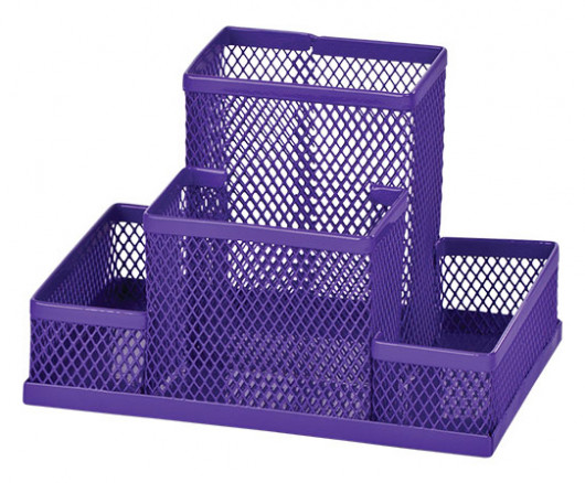 Підставка для ручок і канцтоварів на 4 відділення, металева фіолет. ZiBi - фото 2
