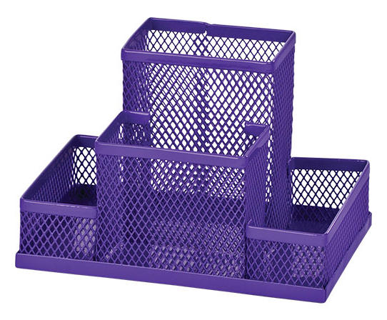 Підставка для ручок і канцтоварів на 4 відділення, металева фіолет. ZiBi - фото 2