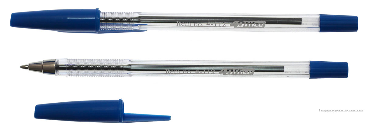 Ручка кулькова, корпус прозор., ст. син. 4Office - фото 3