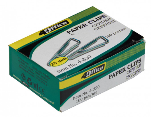 Скріпки нікельовані трикутні, 25мм., 100шт., картон. уп. 4Office - фото 5