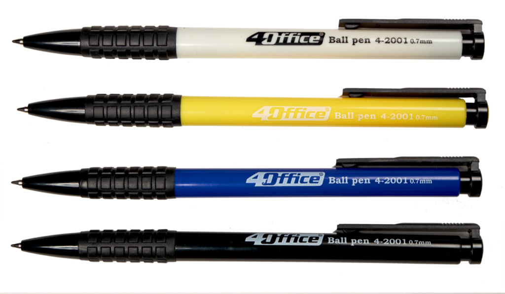 Ручка кулькова автоматична 4-2001 корпус асорт., ст. син. 4Office - фото 3