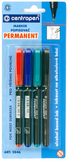 Маркер перманентний, круглий наконечник, 1мм.(M) 2846, зелен. Centropen - фото 4