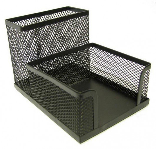 Підставка для ручок і канцтоварів на 2 відділення, металева чорн. BuroMax - фото 2