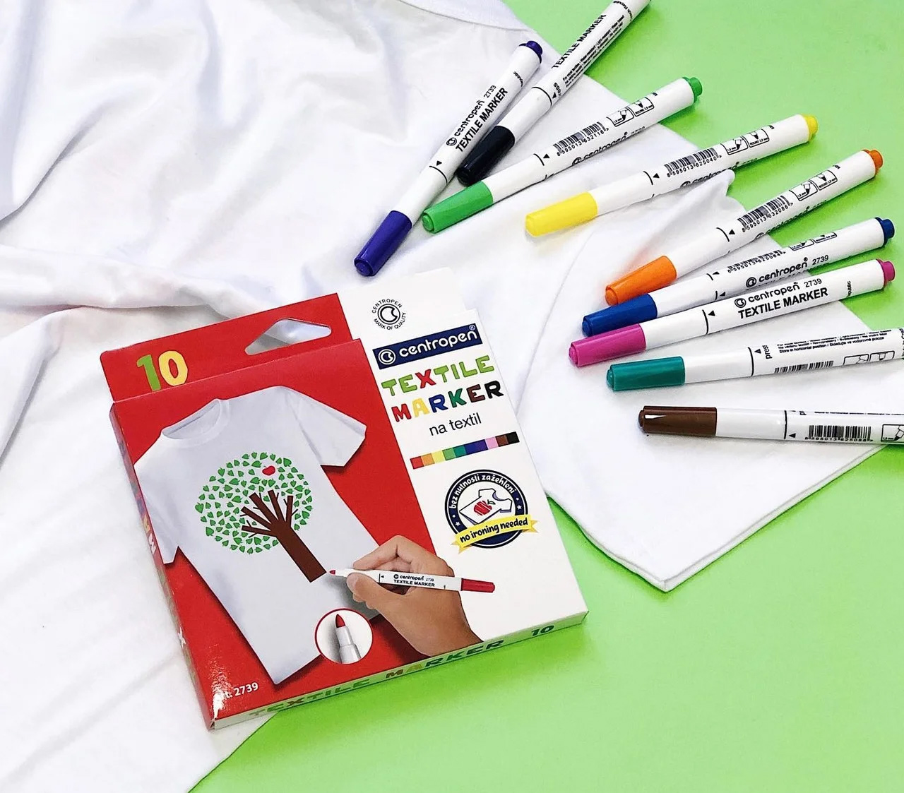 Маркер для тканини 2739, круглий наконечник 2мм., набір 10шт./уп., асорті Centropen - фото 4