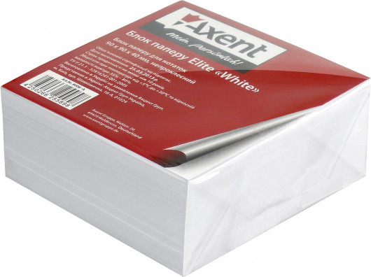 Блок для запису неклеєний 9*9*40мм., Elite белый Axent - фото 3