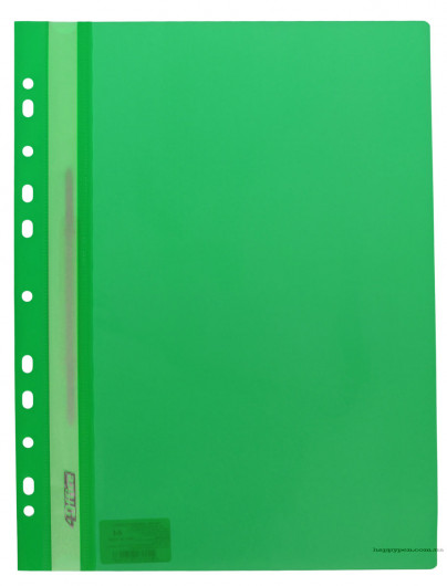 Скоросшиватель с прозрачным верхом и перфорацией, А4, зелен. 4Office - фото 3