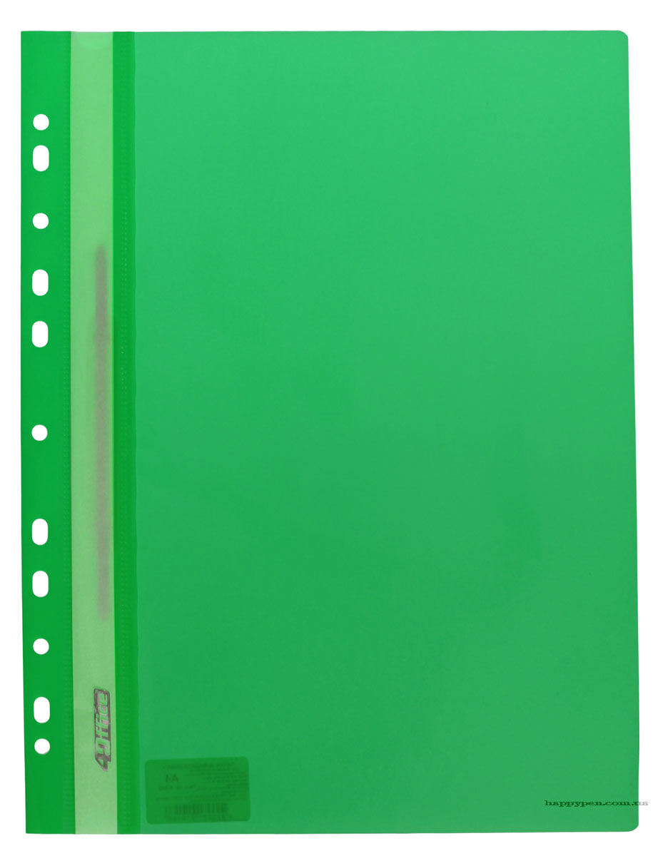 Скоросшиватель с прозрачным верхом и перфорацией, А4, зелен. 4Office - фото 3