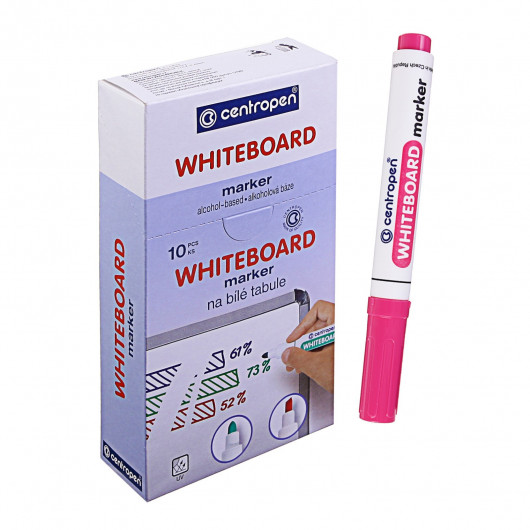 Маркер для дощок, BOARD, кругле вістря 2,5мм., рожев. Centropen - фото 6