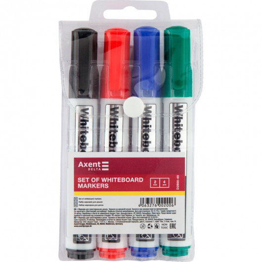 Маркер для дошок, круглий наконечник 2мм., d2800, набір 4шт./уп., асорті Axent - фото 4