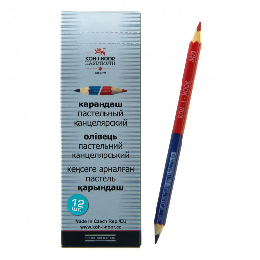 Олівець двоколірний червоний/синій, потовщенний шестигранний корпус, заточений Koh-i-noor - фото 5