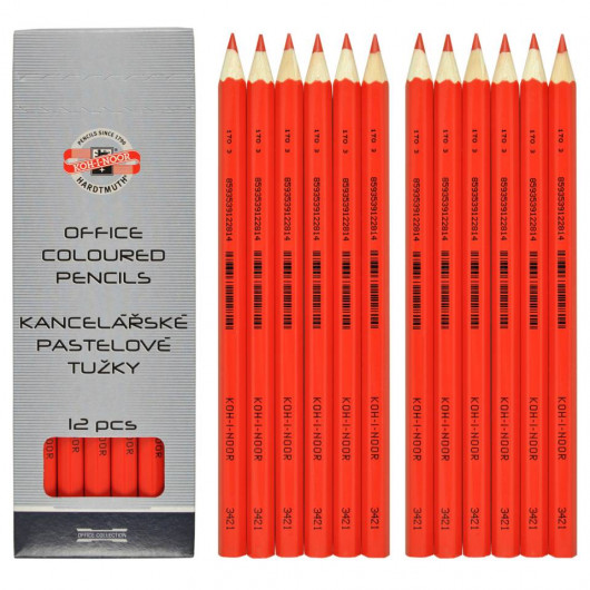 Олівець червоний, заточений, шестигранний корпус, черв. Koh-i-noor - фото 5