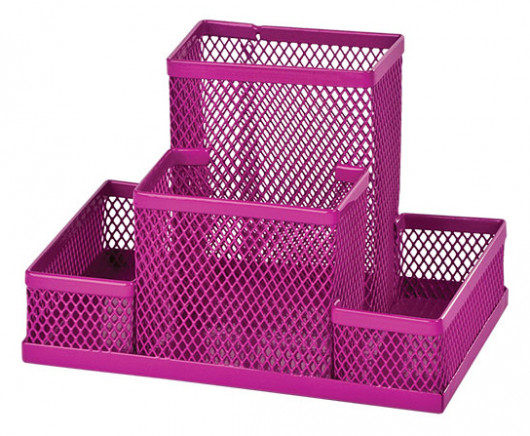 Подставка для ручек и канцтоваров на 4 отделения металлическая, розов. ZiBi - фото 4