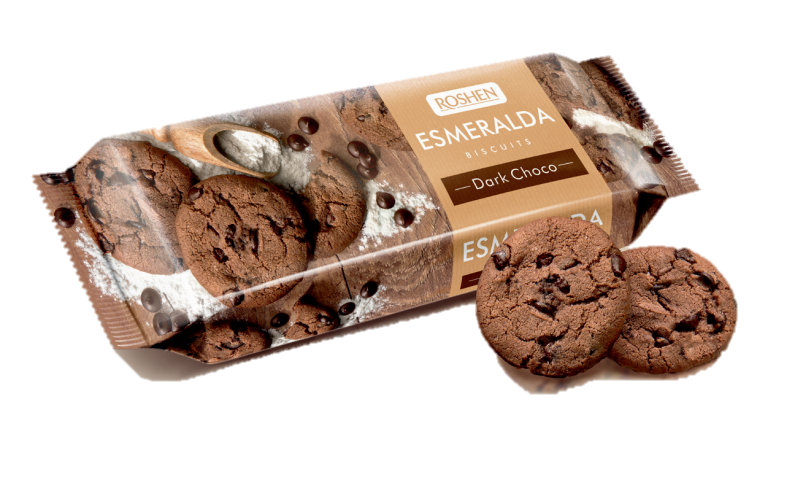 Печенье Эсмеральда с какао и кусочками глазури, 150гр. Roshen - фото 1