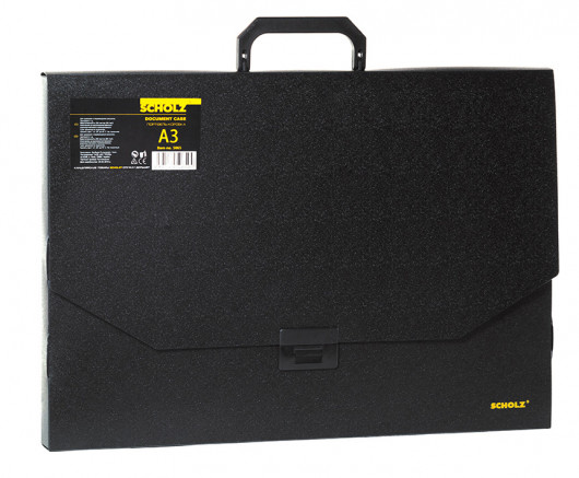 Портфель А3, на 1 отделение, пластик. с ручкой, черн. Scholz - фото 3