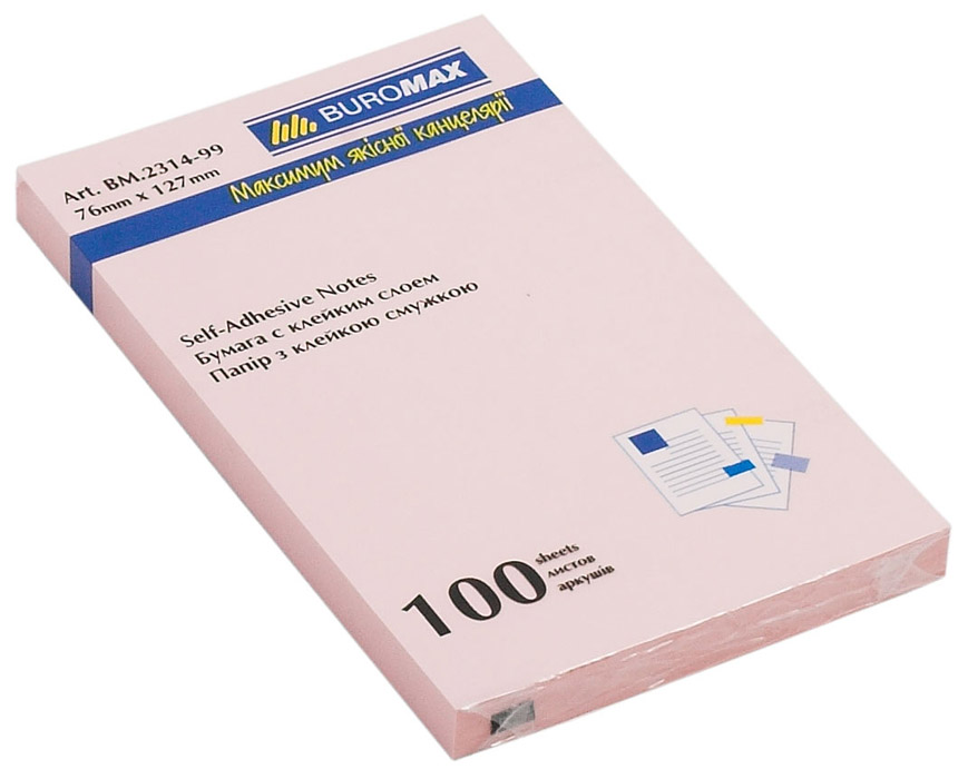 Блок бумаги с клейким слоем 127*76мм.*100 листов, mix BuroMax - фото 6