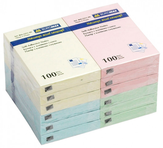 Блок паперу з клейким шаром 51*76мм.*100л., mix BuroMax — фото 5